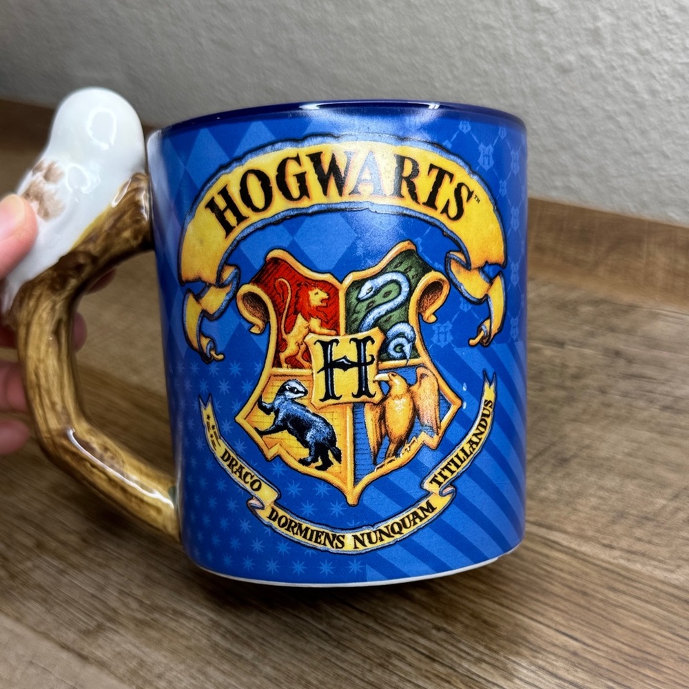 Blue Hogwarts Ceramic Mug with Owl Handle - Picture 3 of 5